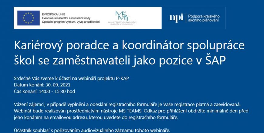 Národní pedagogický institut pořádá zajímavý webinář s dobrou praxí